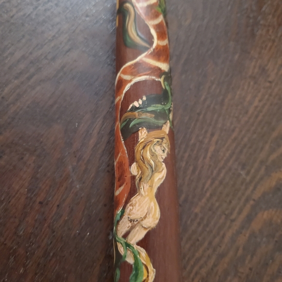 Games Folk Art Hand Carved Pool Cue Poshmark